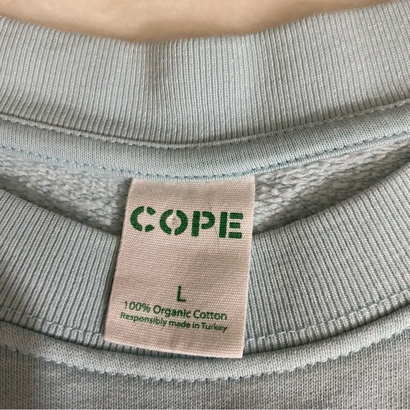 Cope x PacSun Eco Off White & Blue Spliced Crew Neck Sweatshirt Organic Cotton L - Picture 11 of 11